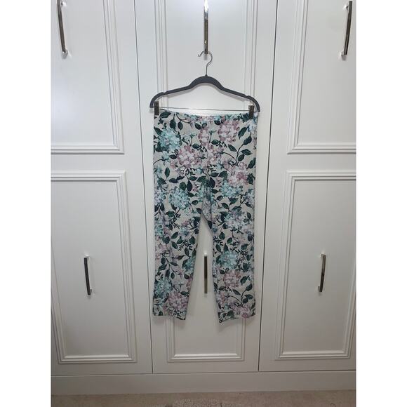 J. Jill Women's Floral Print Ankle Pants Size Small‎ Multicolor Stretch - Picture 1 of 8